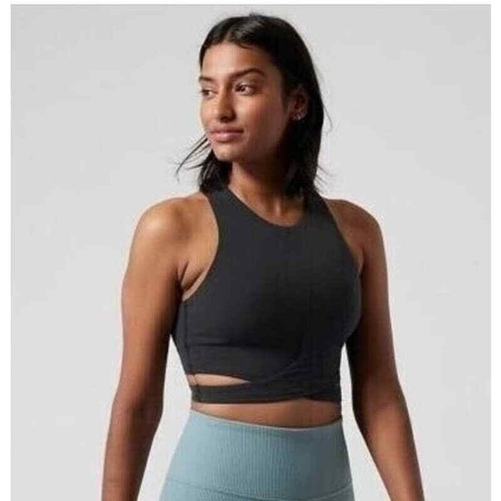 Athleta Conscious Cut Out Crop Top D-DD size 2X Black